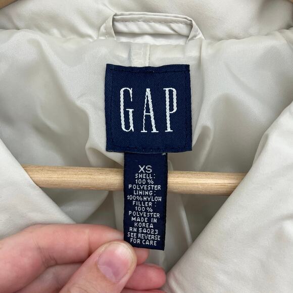 Vintage Gap Normcore 90s Minimalist Basic Neutral Puffer Boxy Crop Jacket XS - Picture 5 of 11